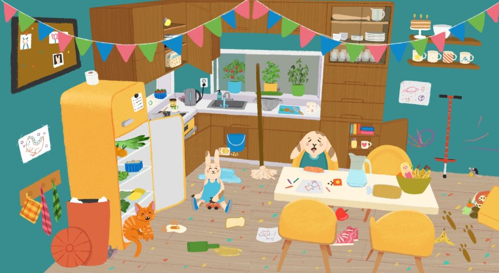 Messy bunny kitchen